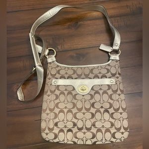 Coach Tan and Gold Crossbody Bag